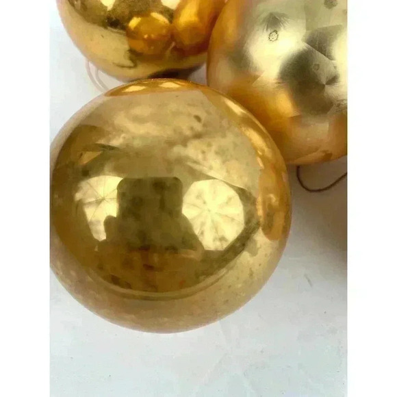 VTG Lot of 5 Gold Mercury Glass Christmas Ornaments Made in USA Holidays - Picture 13 of 14